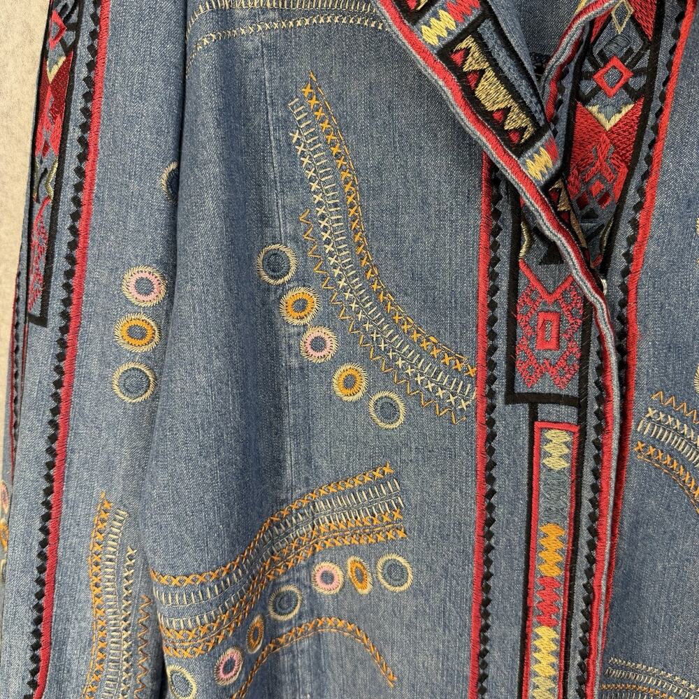 Coldwater Creek Womens Jacket XL Denim Southwestern Embroidered - Picture 4 of 13